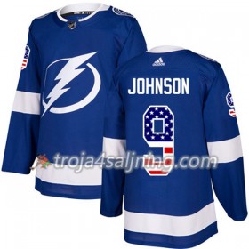 Tampa Bay Lightning tröja Tyler Johnson 9 Adidas 2017-2018 Blå USA Flag Fashion Authentic - NHL Tröjor Herr